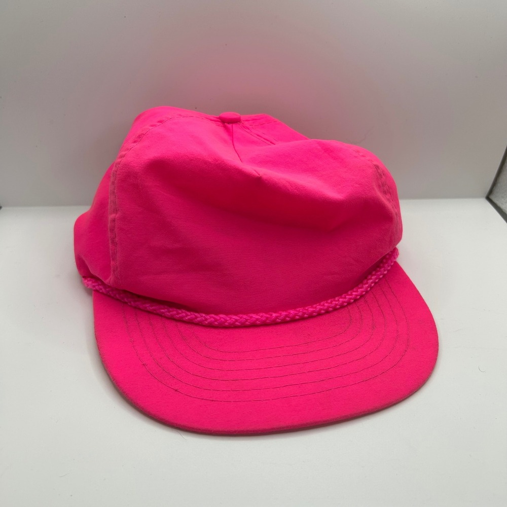 Vintage Designer Award Headwear Neon Hot Pink Rope Snapback Hat Trucker Cap
